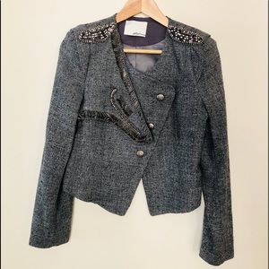 3.1 Phillip Lim Crop Gray Tweed beaded Jacket - S